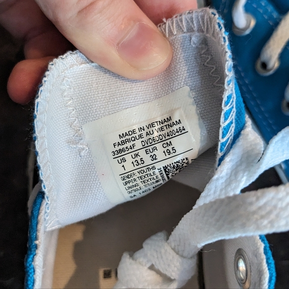 Blue Danube Low Top Kids Converse Youth size 1 - Picture 3 of 11